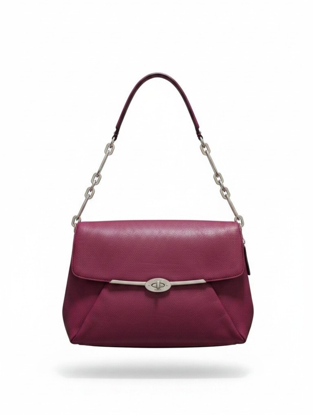 Coach Madison Pebbled Red  Shoulder Bag with Gold Chain Accent